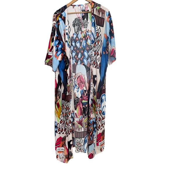 Kimono duster coverup Swahili Majivuno hayafai, “greed is never useful” tribal - Picture 5 of 10